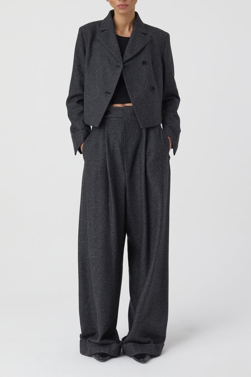 Cropped Blazer - Charcoal - Femme