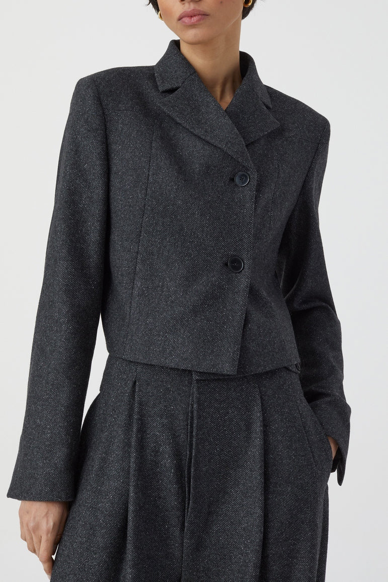 Cropped Blazer - Charcoal - Femme