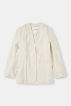 Collarless Blazer - Ivory - Femme