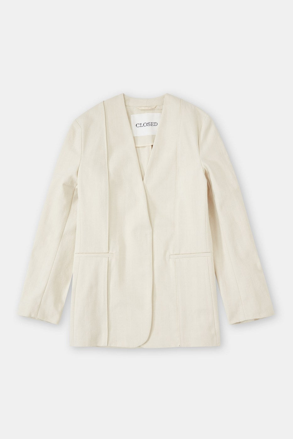 Collarless Blazer - Ivory - Femme