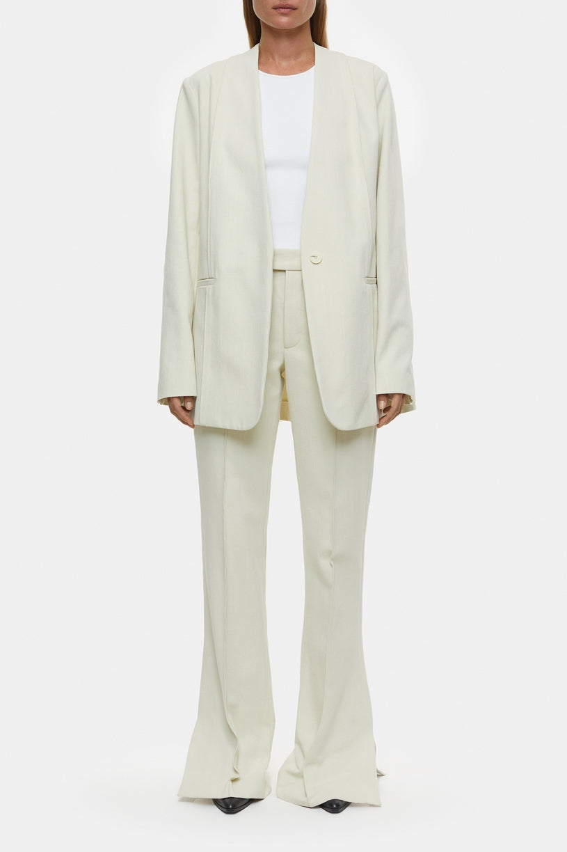 Collarless Blazer - Ivory - Femme