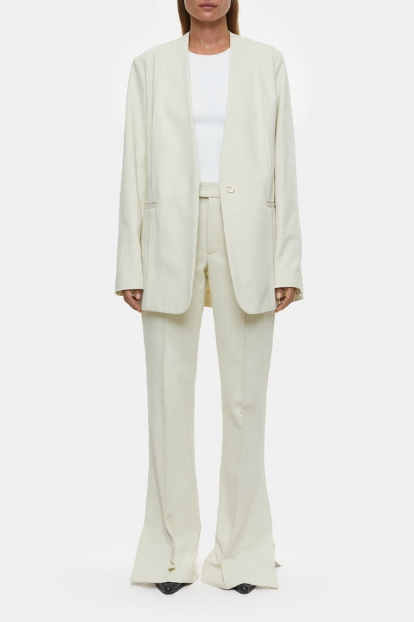 Collarless Blazer - Ivory - Femme