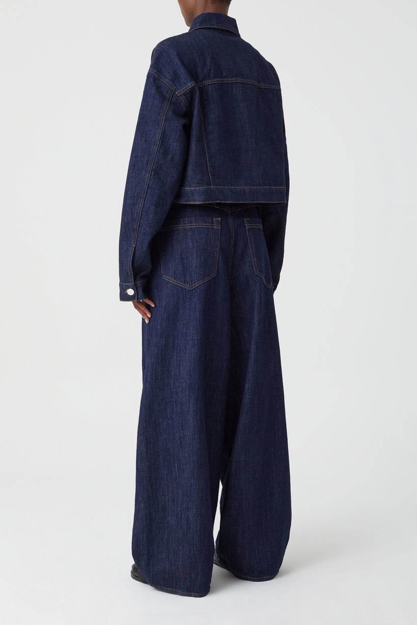 Veste En Jean Boxy  - Dark Blue - Femme