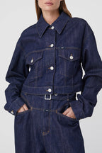 Veste En Jean Boxy  - Dark Blue - Femme