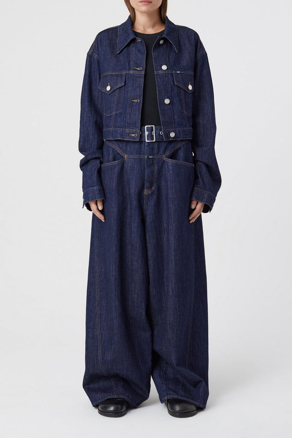 Veste En Jean Boxy  - Dark Blue - Femme