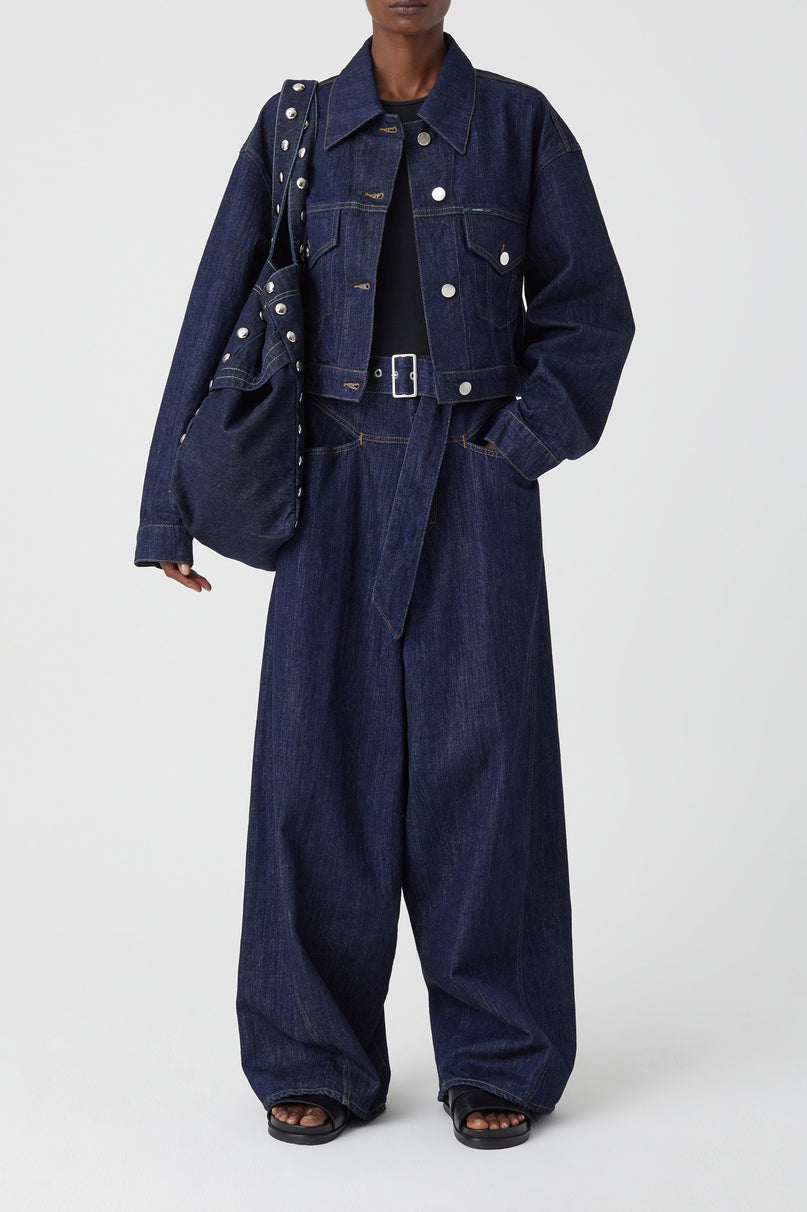 Veste En Jean Boxy  - Dark Blue - Femme