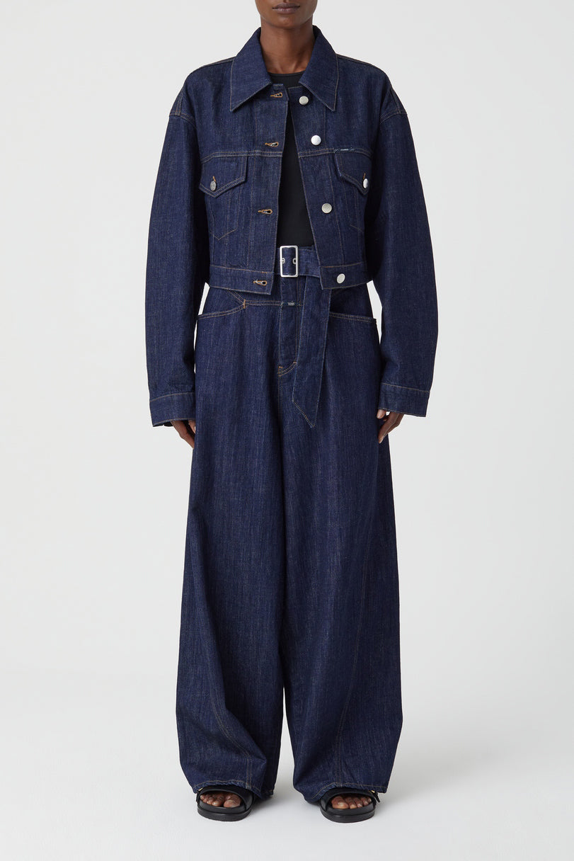 Veste En Jean Boxy  - Dark Blue - Femme