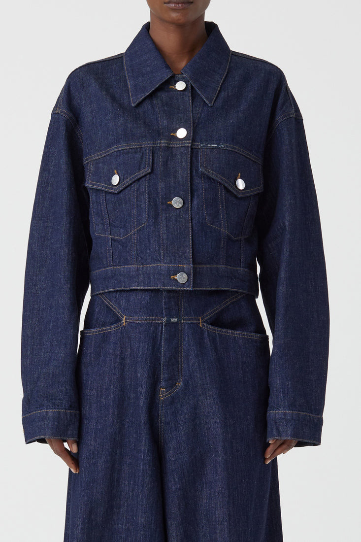 Veste En Jean Boxy  - Dark Blue - Femme