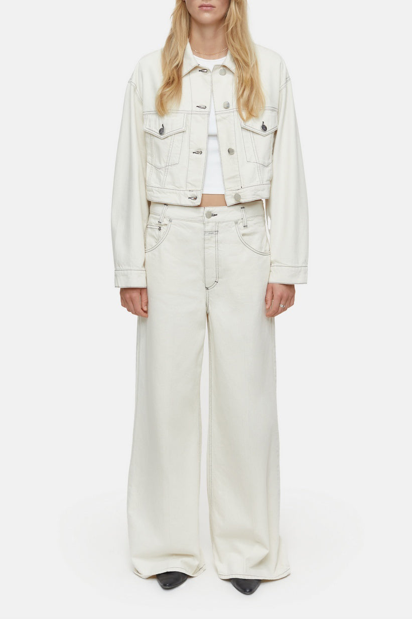 Veste En Jean Boxy - Ivory - Femme