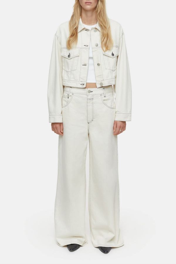 Veste En Jean Boxy - Ivory - Femme