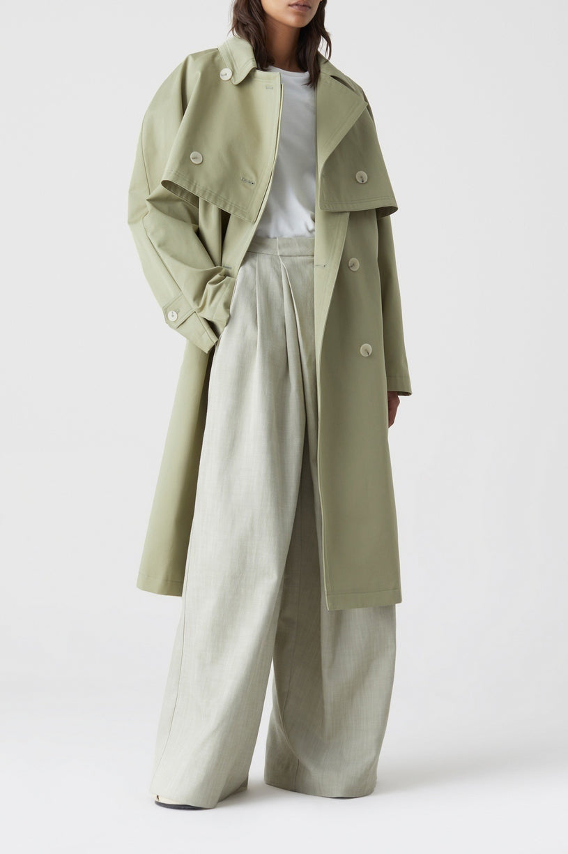 Trench-Coat Trois En Un - Light Moss Green - Femme