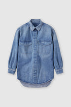 Denim Overshirt - Mid Blue - Femme