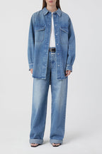 Denim Overshirt - Mid Blue - Femme