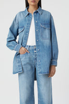Denim Overshirt - Mid Blue - Femme