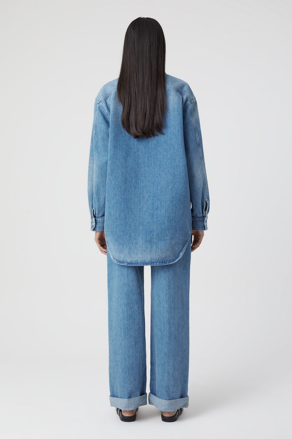 Denim Overshirt - Mid Blue - Femme