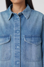 Denim Overshirt - Mid Blue - Femme