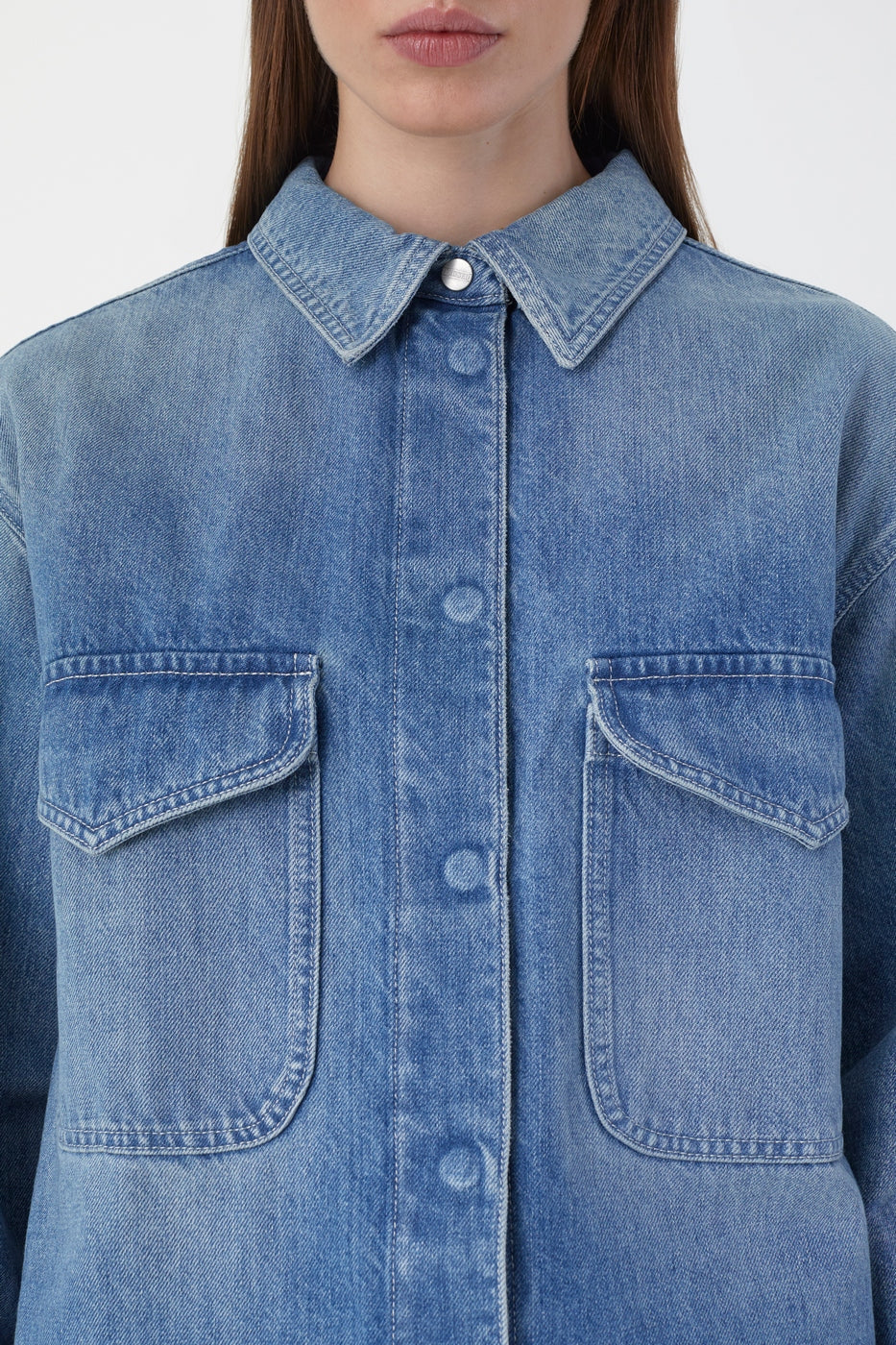 Denim Overshirt - Mid Blue - Femme