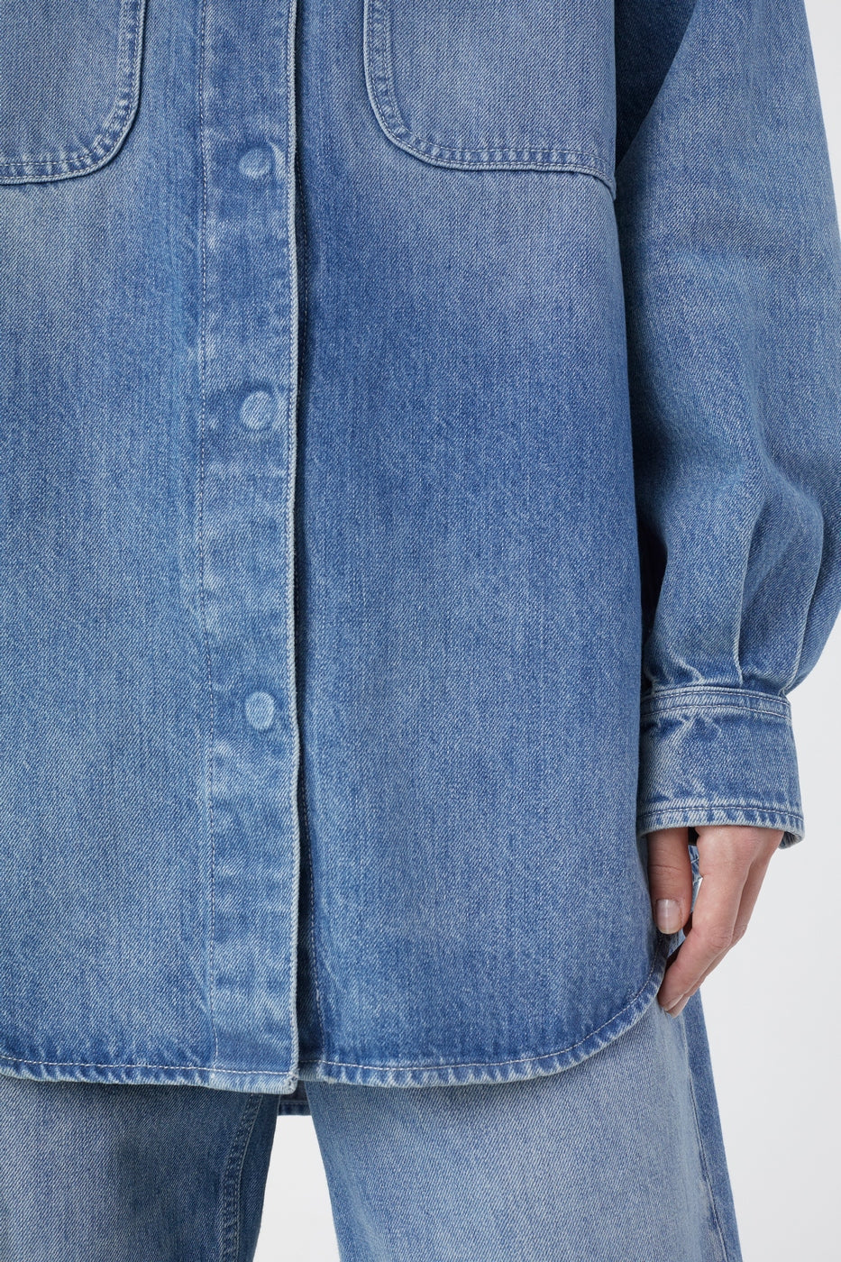 Denim Overshirt - Mid Blue - Femme