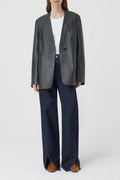Collarless Blazer - Charcoal - Femme