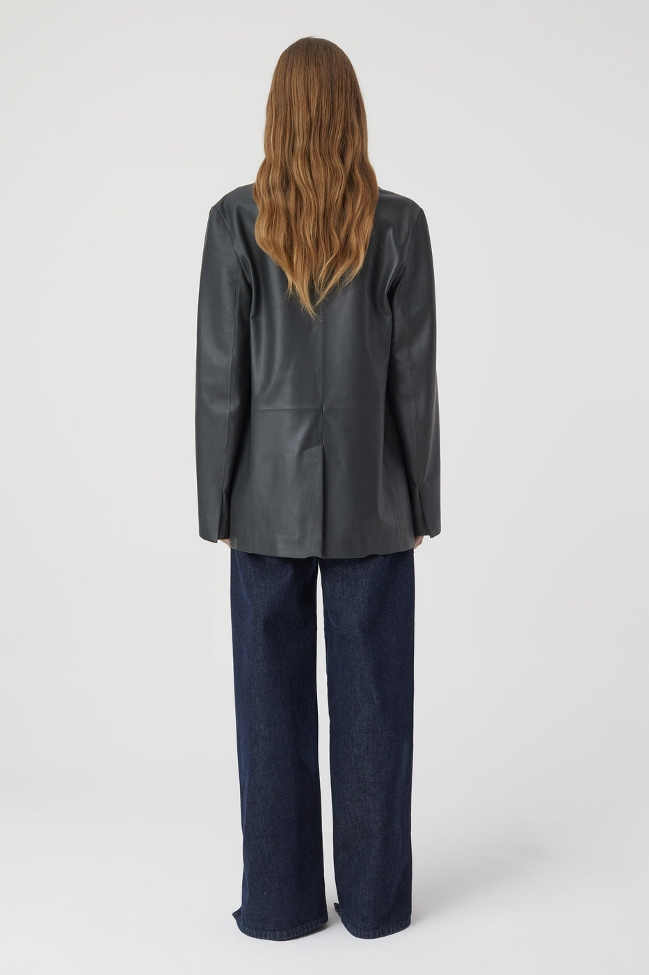 Collarless Blazer - Charcoal - Femme