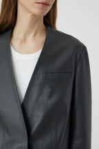 Collarless Blazer - Charcoal - Femme