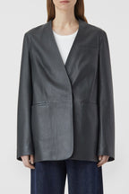 Collarless Blazer - Charcoal - Femme