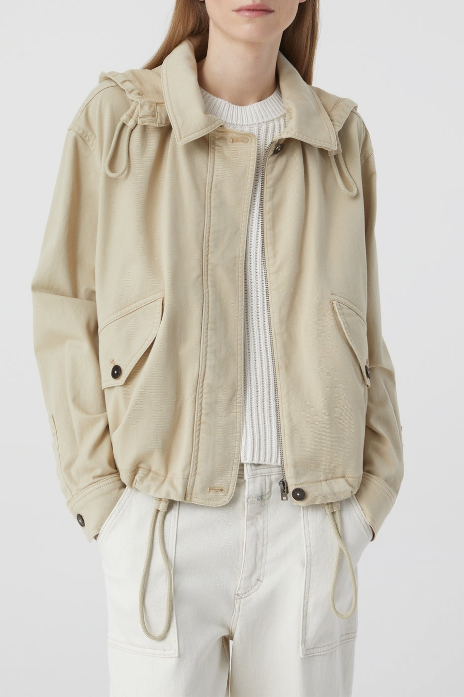 Veste Courte À Capuche - Desert Beige - Femme
