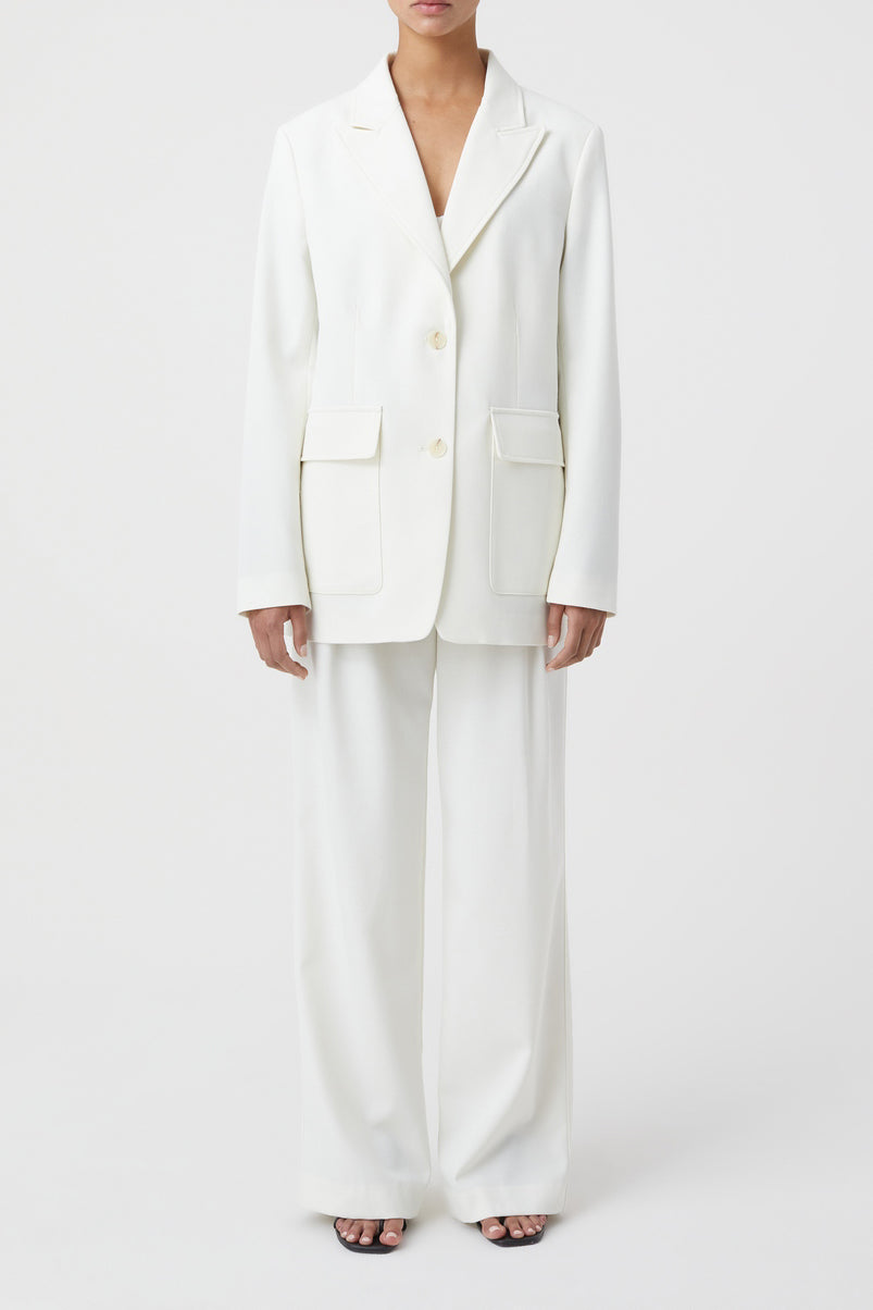 Blazer With Patch Pockets - Ivory - Femme