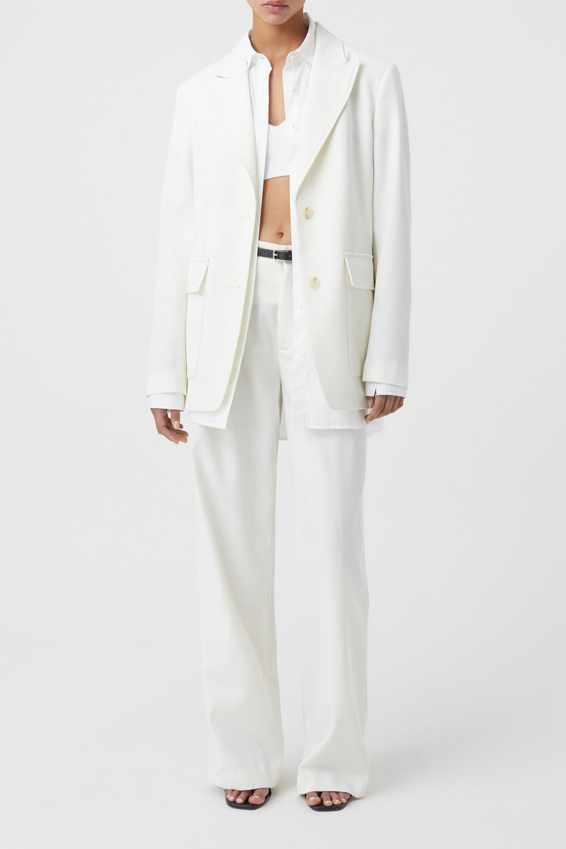 Blazer With Patch Pockets - Ivory - Femme