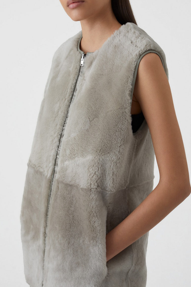 Sheepskin Vest - Grey Marble - Femme