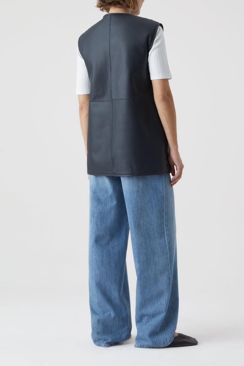 Sheepskin Vest - Dark Night - Femme