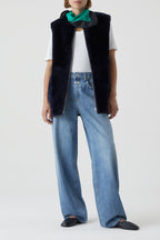 Sheepskin Vest - Dark Night - Femme