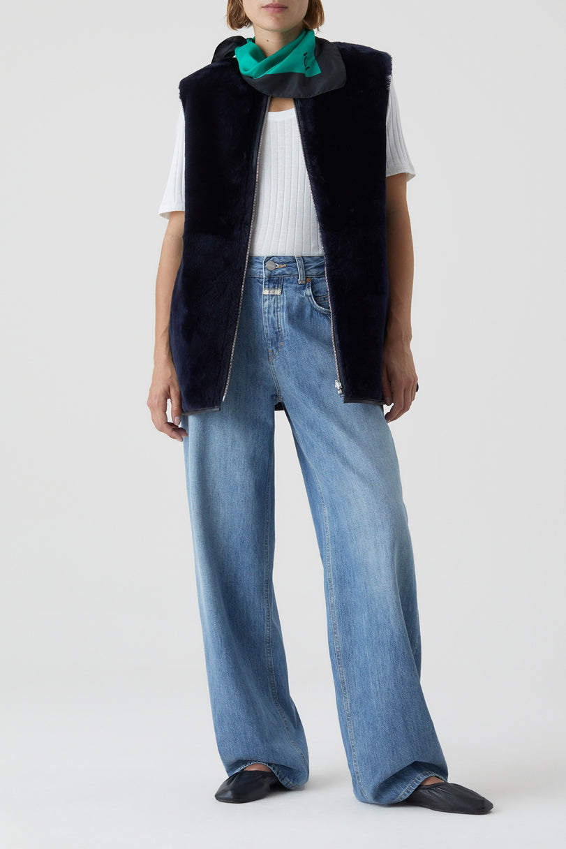 Sheepskin Vest - Dark Night - Femme