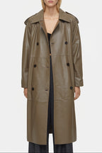 Leather Trench - Old Pine - Femme