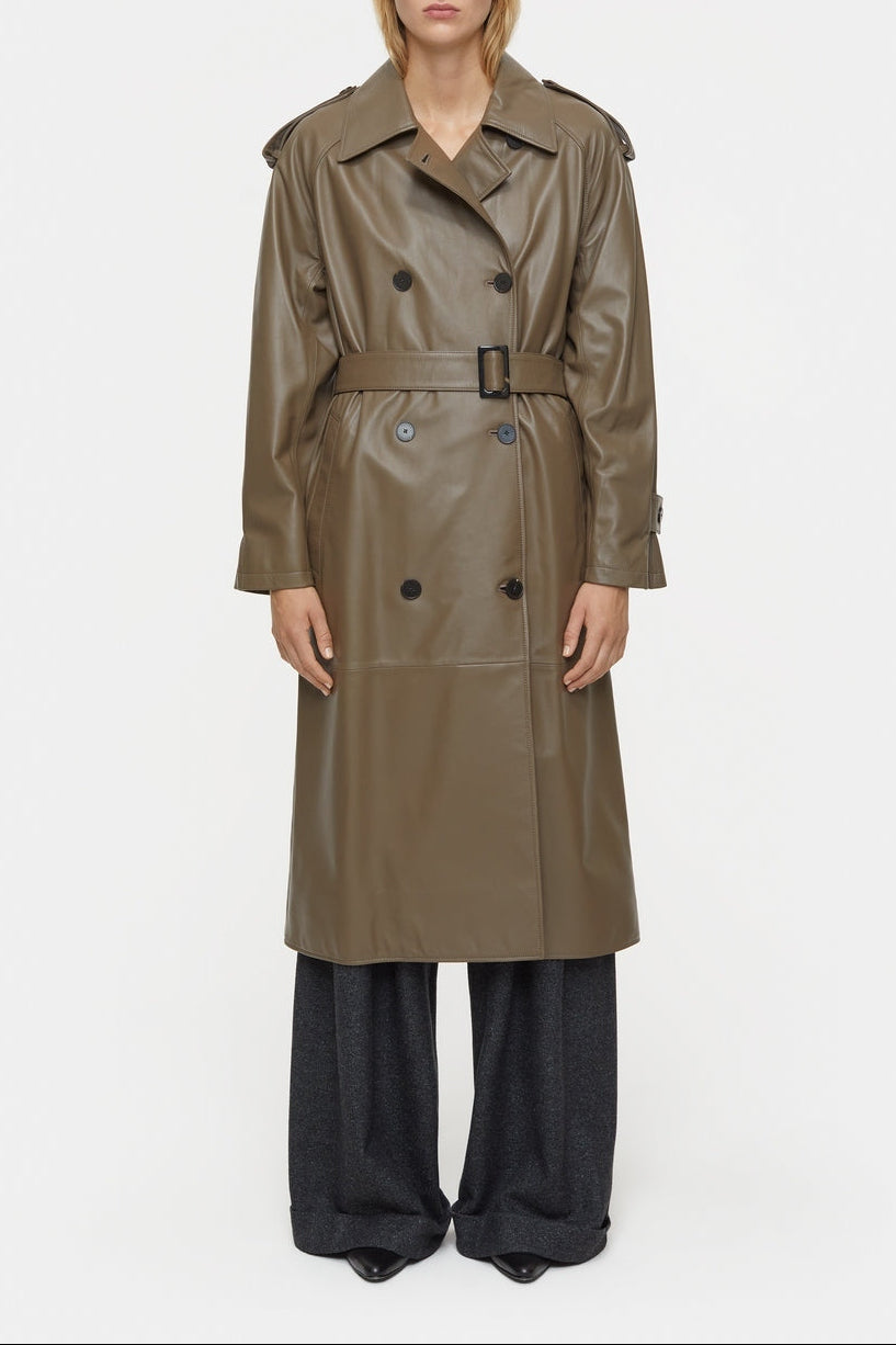 Leather Trench - Old Pine - Femme