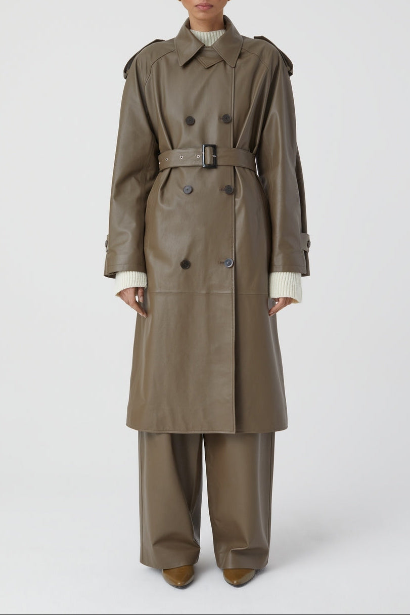 Leather Trench - Old Pine - Femme