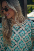 Blouse En Crochet Fidji - Bleue