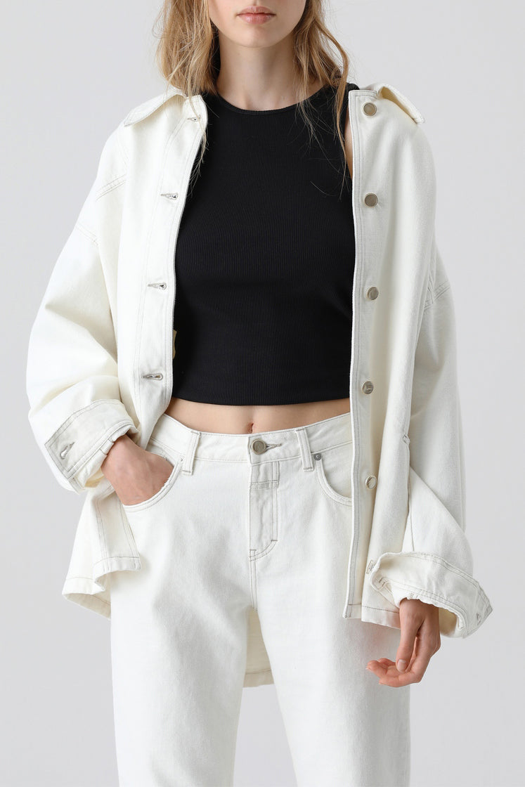 Veste Avec Détails Cousus - Creme - Femme