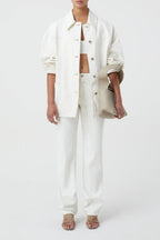 Veste Avec Détails Cousus - Creme - Femme