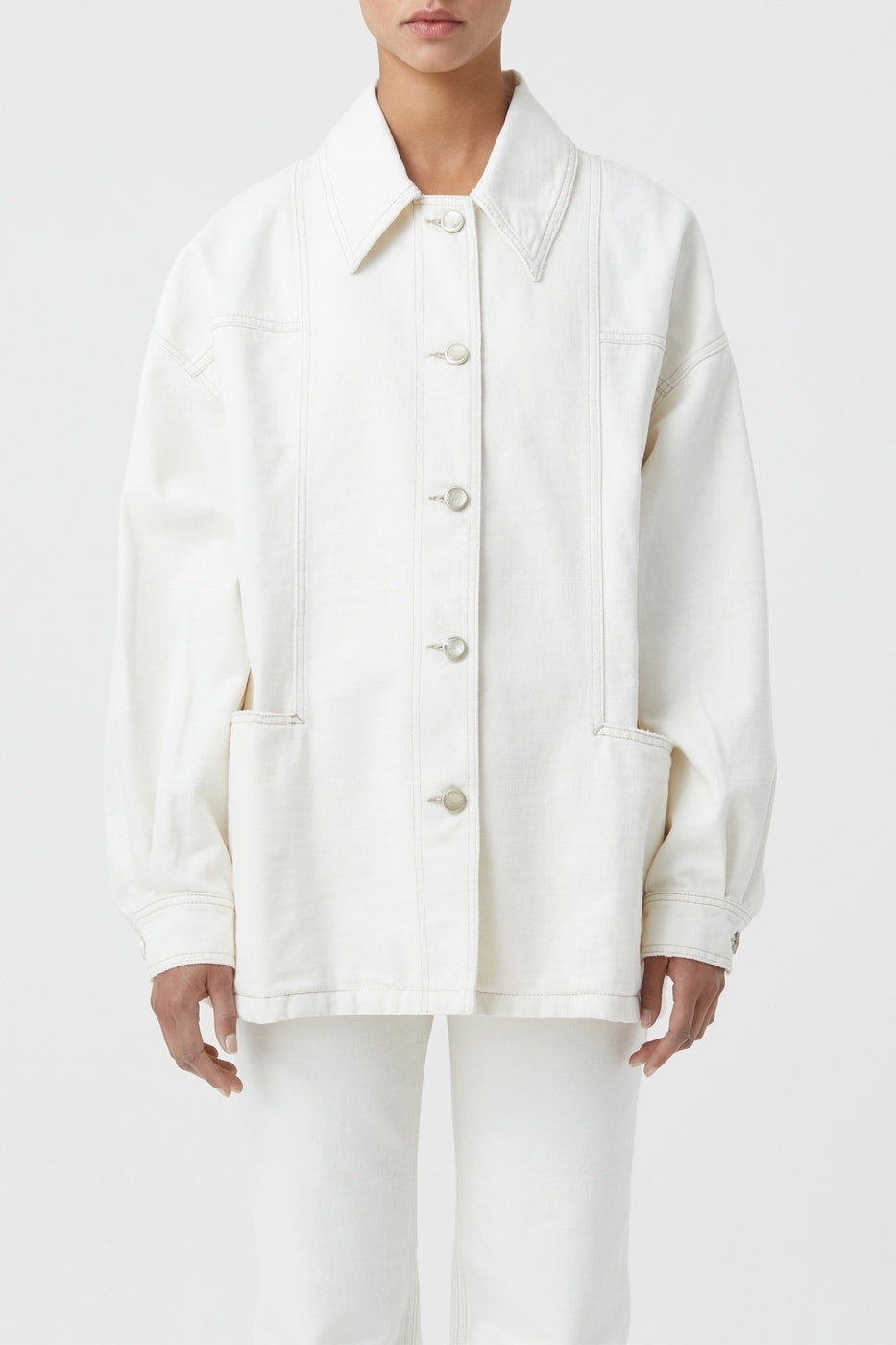 Veste Avec Détails Cousus - Creme - Femme