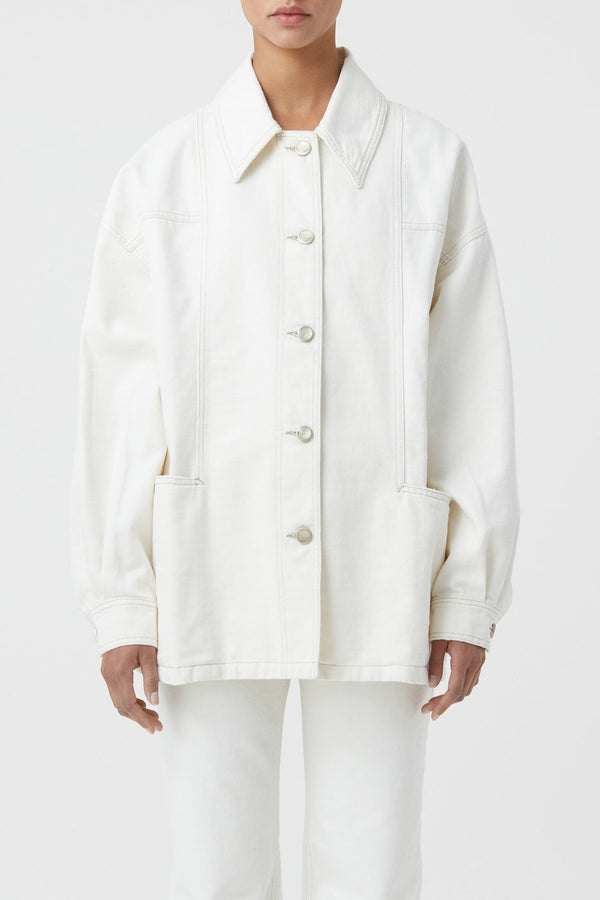 Veste Avec Détails Cousus - Creme - Femme