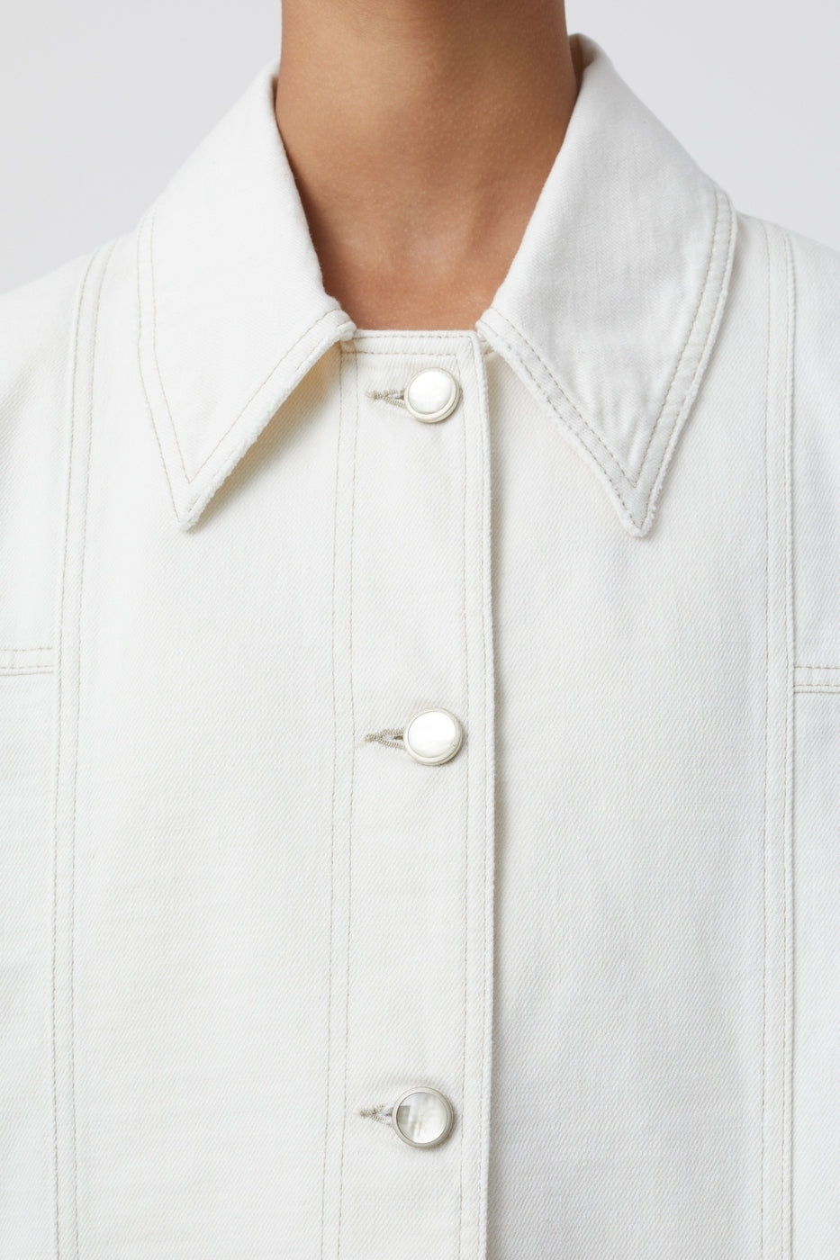 Veste Avec Détails Cousus - Creme - Femme