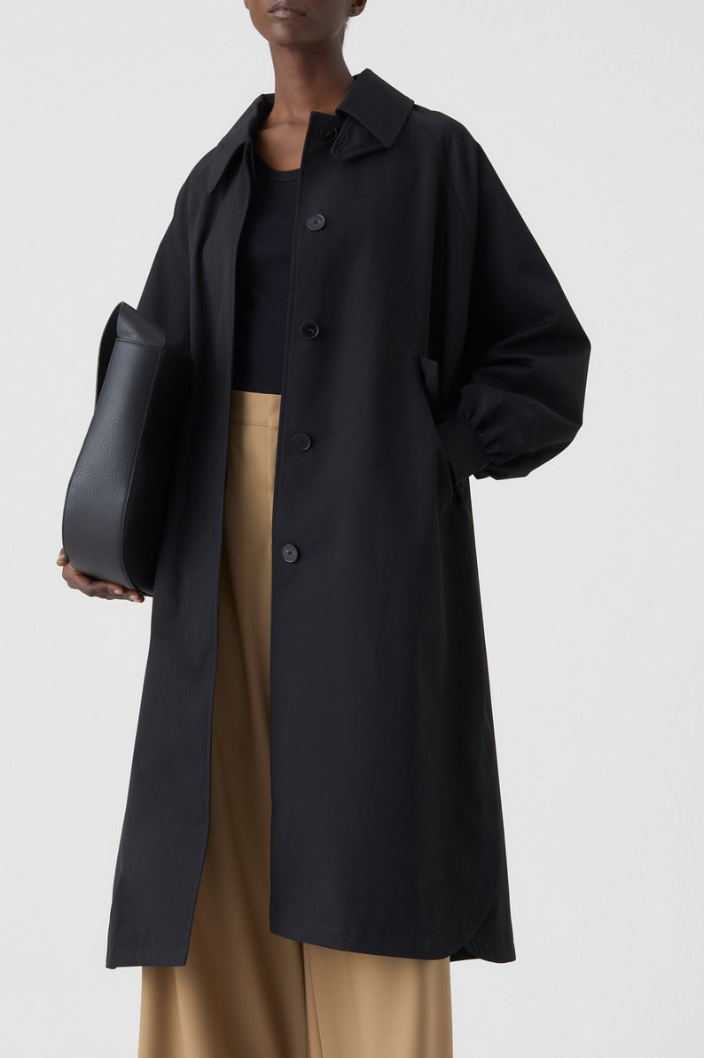 Raglan Sleeve Trench - Black - Femme