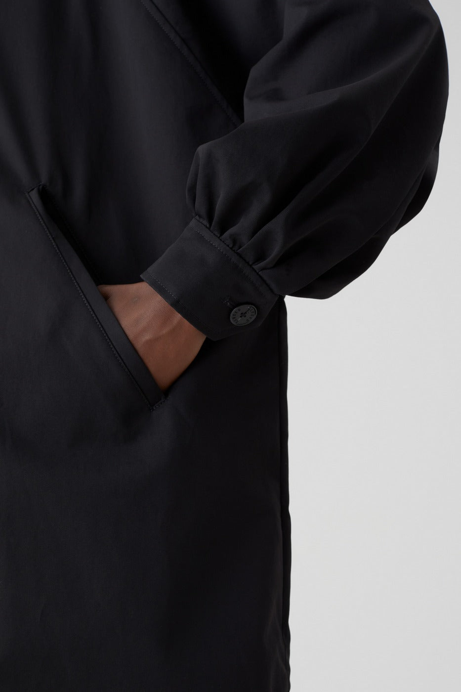 Raglan Sleeve Trench - Black - Femme
