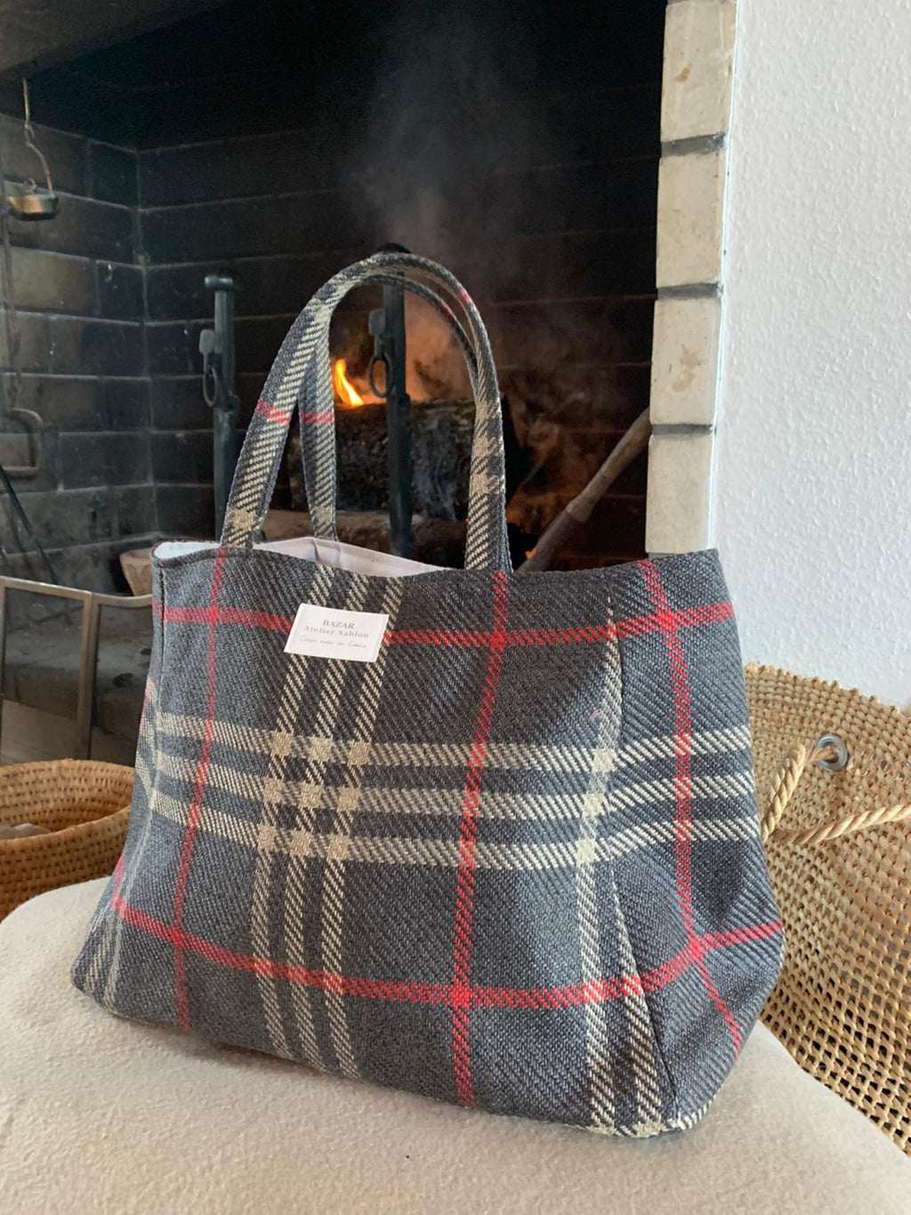 Cabas - Tartan Pion - Noir