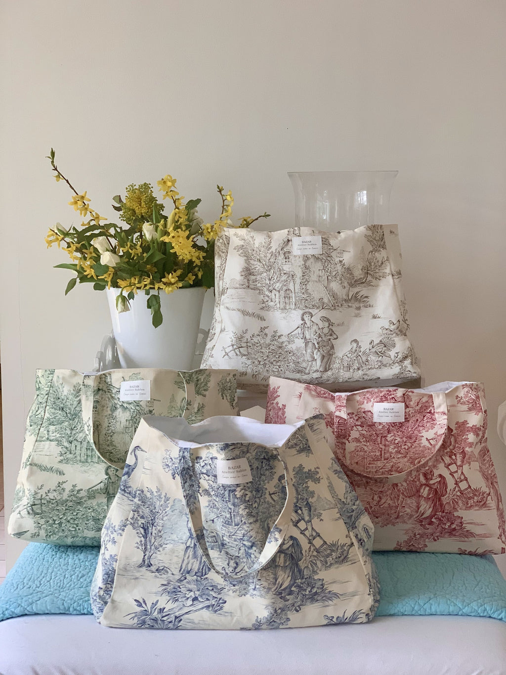 CABAS TOILE DE JOUY BLEU / CABAS MADE IN FRANCE