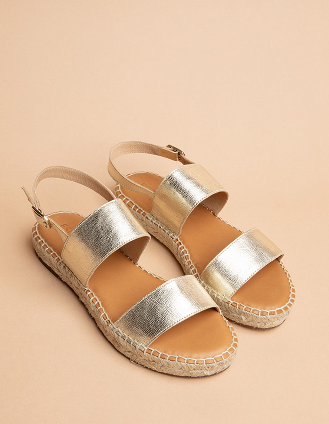 Espadrilles Plates Cahuita - Cuir Doré - Femme