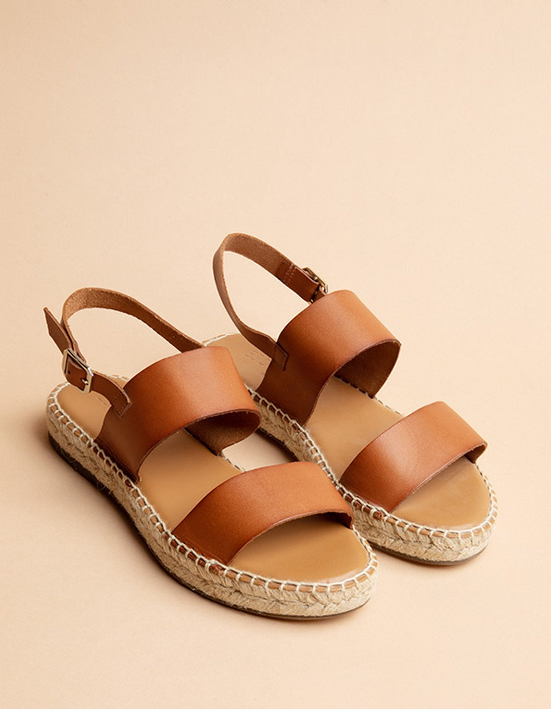 Espadrilles Plates Cahuita - Cuir Camel - Femme
