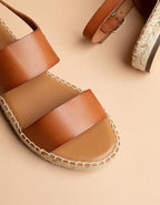 Espadrilles Plates Cahuita - Cuir Camel - Femme