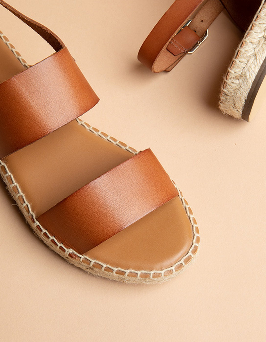 Espadrilles Plates Cahuita - Cuir Camel - Femme